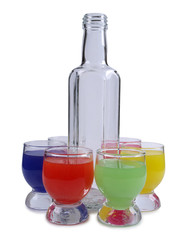 Cocktail in glass cups on white background