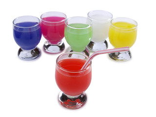 Cocktail in glass cups on white background