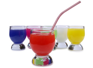 Cocktail in glass cups on white background