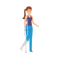 woman with crutches character