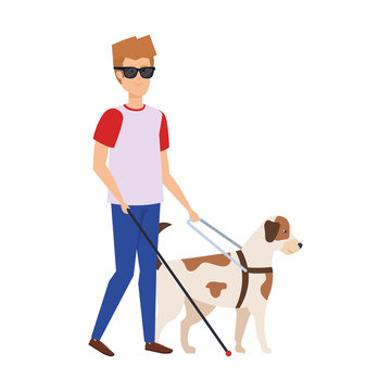 blind man with guide dog