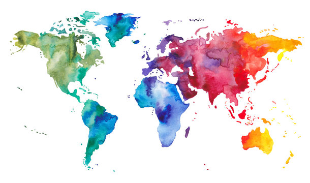 Watercolor World Map © Susan