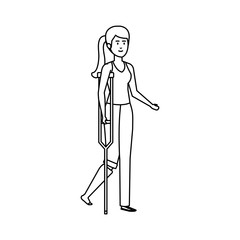 woman with crutches character