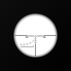 Sniper crosshairs. Collimator sight with distance marks.