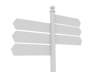 empty multidirectional sign isolated on white background . 3d rendered illustration