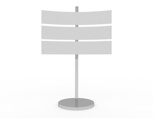 Blank white signboards with metal pole stand , 3в rendered illustration