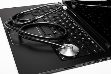 Stethoscope placed on keyboard