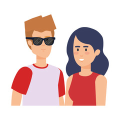 young couple avatars characters
