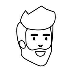 young man with beard head avatar character