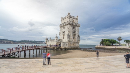 Belem Tower is a fortified tower located in the civil parish of Santa Maria de Belem timelapse...