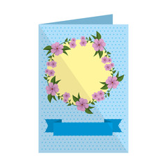 postcard with cute flower and leafs crown