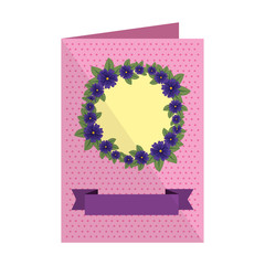 postcard with cute flower and leafs crown