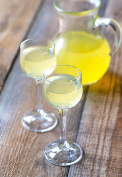 Two glasses of limoncello