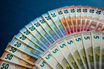 Euro banknotes background in beautiful colors.