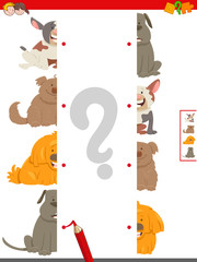 match halves of dog pictures educational game