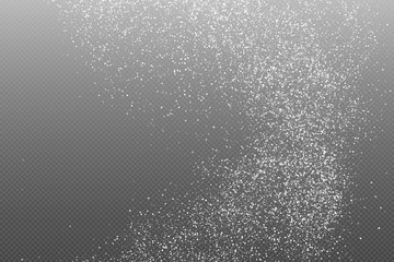 White  Abstract Particles On Transparent Background. Falling Snowflakes Imitation. Bright Bokeh Texture. Digitally Generated Image. Vector Illustration, Eps 10.