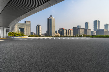 Naklejka premium urban traffic road with cityscape in background, China.