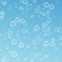 Random soap bubbles abstract background. Blowing b