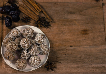 Vegan sweet delicious candy. Raw sweet ball