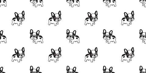 Dog seamless pattern french bulldog vector tile background repeat wallpaper tile scarf isolated illustration black