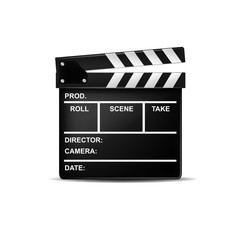 Realistic vector cinema movie clapper.