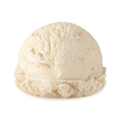 Vanilla ice cream scoop from top view isolated on white background.