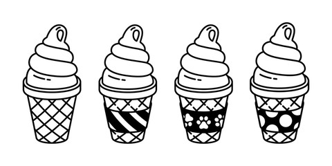 ice cream vector cone icon logo chocolate vanilla polka dot stripe dog paw cartoon illustration graphic