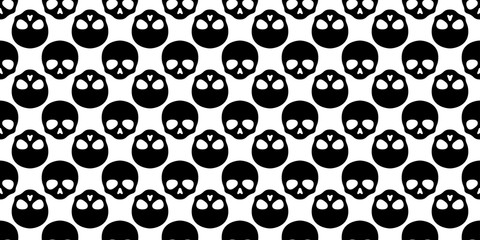 Skull seamless pattern Halloween vector Crossbones pirate bone Ghost poison scarf isolated tile background illustration repeat wallpaper