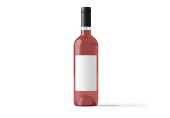 pink rose wine bottle isolated