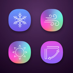 Air conditioning app icons set