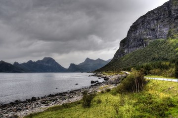 Norwegen, Nordland, Fv 17, 17, Fv17, Küstenstraße, Kystveien, Parkplatz, Rastplatz, Tisch, Bank,...