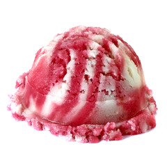 strawberry and vanilla Ice Cream Scoop side view Isolated On White Background