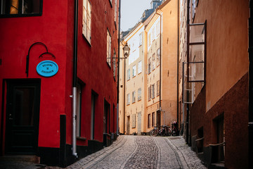 Streets of The Old Town Gamla Stan in Stockholm, Sweden