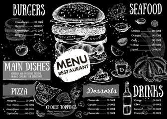 Restaurant cafe menu, template design. Food flyer.