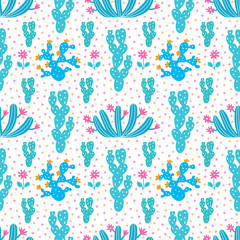 Succulent ornamental seamless pattern. Endless vegetal background. EPS 10 vector illustration.