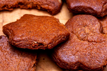 Homemade brown cookies formed like stars