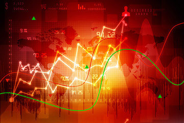 2d rendering Stock market online business concept. business Graph 