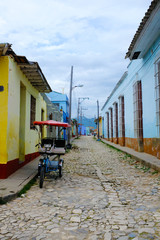 Fototapeta na wymiar a street in old town in Trinidad, Cuba walking tour