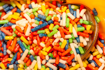 Colourful coarse sugar for decorating cookies or cake