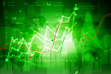 2d rendering Stock market online business concept. business Graph 