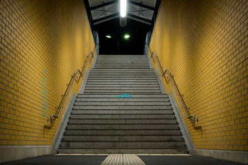 Stairs to the platform, Stairs illuminated at night