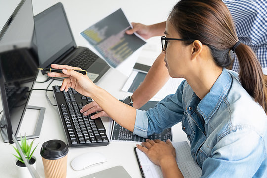 Programmer working in a software development and coding technologies. Website design.Technology concept.