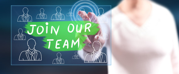 Woman touching a hiring concept