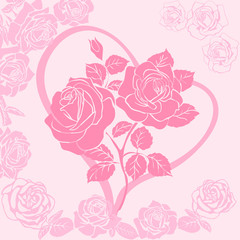 Fototapeta premium Heart with bouquet of roses