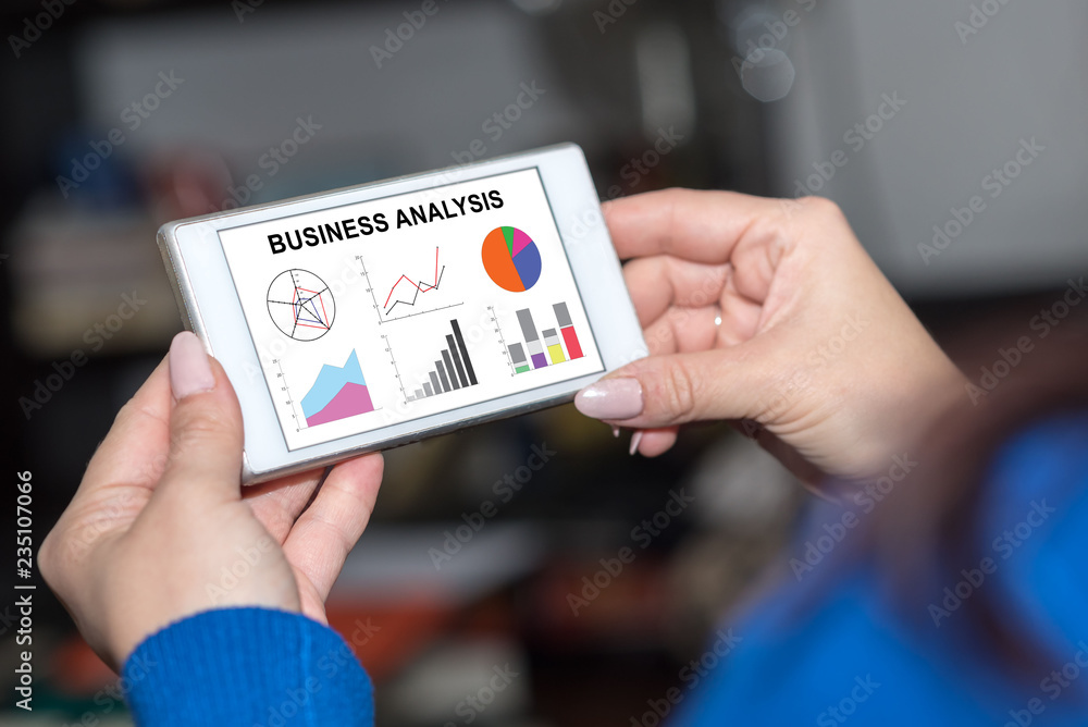 Wall mural business analysis concept on a smartphone