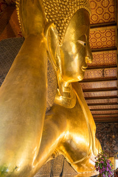 Wat Pho is a Buddhist temple complex in Thailand. The reclining Buddha is a main attraction in Bangkok