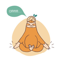 Funny sloth sitting cross legged and meditating © Good Studio