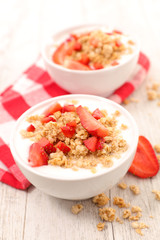 yogurt, muesli and strawberry