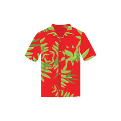 Vector illustration Hawaiian aloha shirt. Hawaii shirt aloha beach male cloth.