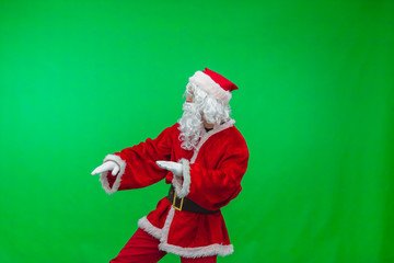 Santa Claus dancing chroma key (green screen). Santa funny dancing isolated on green